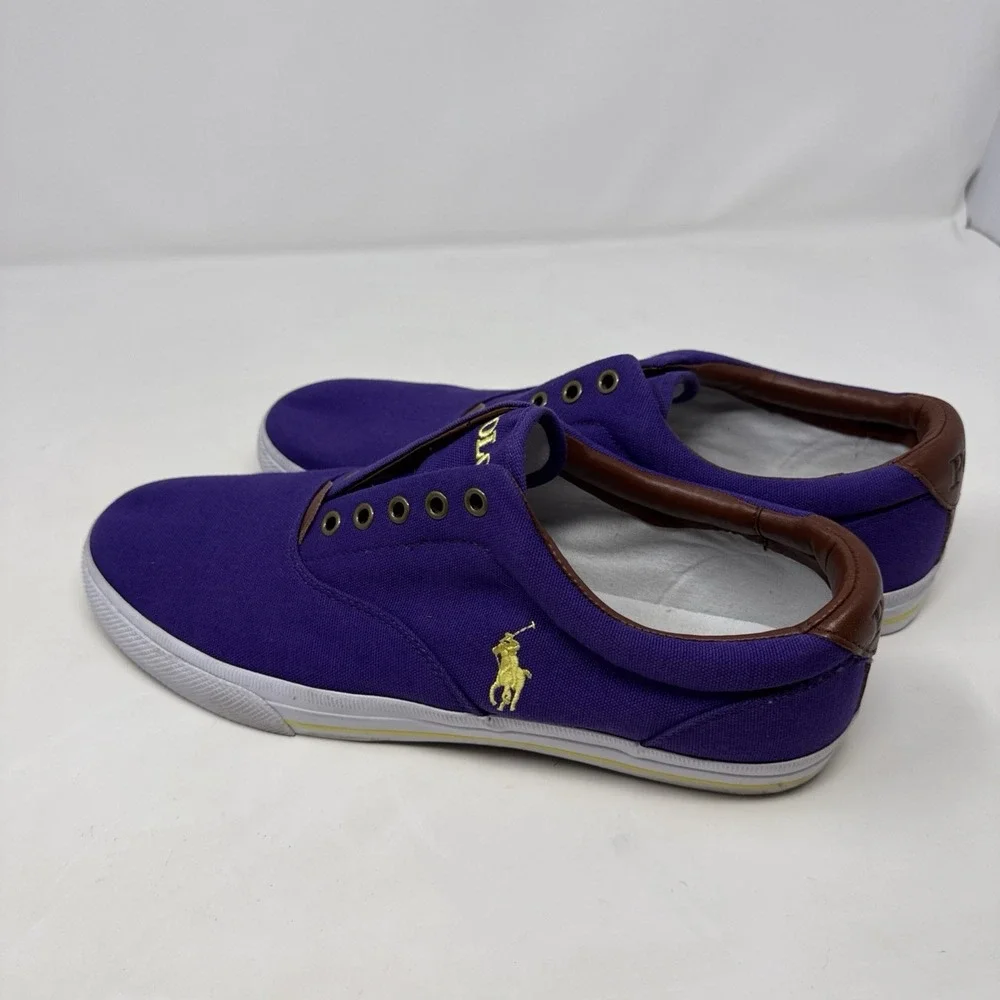 Men's Polo Ralph Lauren Purple Canvas Laceless Boat Shoes Size‎ 13 D